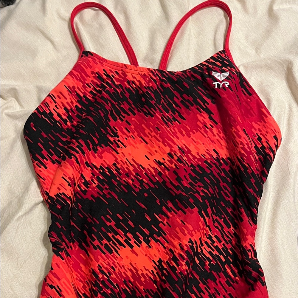 TYR Women's Vibrant Red and Black One-Piece Swimsuit